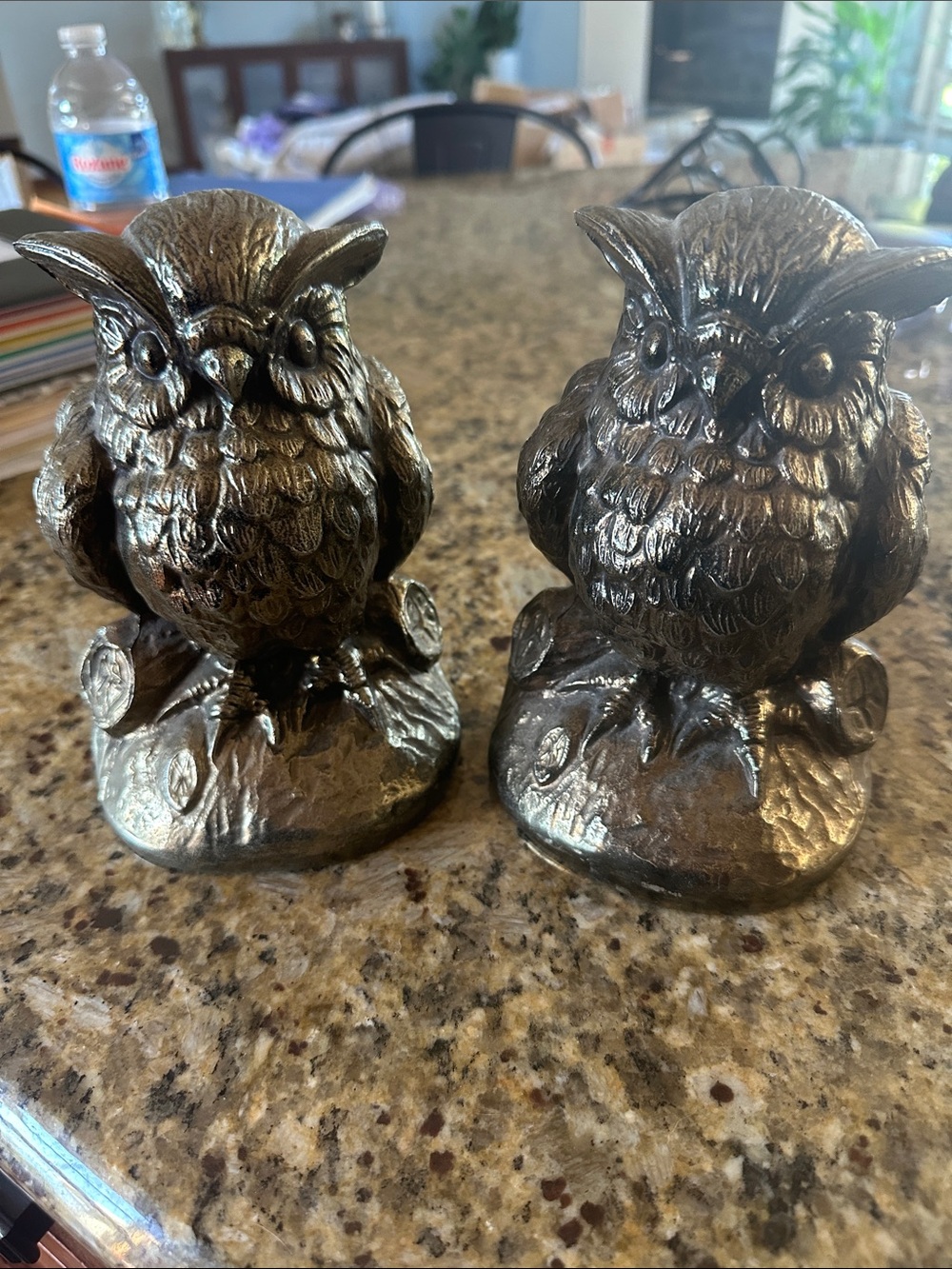 Vintage Bronze-Tone Owl Bookends🦉 Heavyweight Bronze Owls
